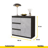 MIKEL - Chest of 3 Drawers and 1 Door - Bedroom Dresser Storage Cabinet Sideboard - Anthracite / Concrete H75cm W80cm D35cm