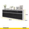 NOAH - Chest of 5 Drawers and 5 Doors - Bedroom Dresser Storage Cabinet Sideboard - Concrete / Black Gloss  H75cm W200cm D35cm