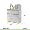 NOAH - Chest of 2 Drawers and 2 Doors - Bedroom Dresser Storage Cabinet Sideboard - Concrete / White Gloss H75cm W80cm D35cm