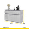 NOAH - Chest of 3 Drawers and 3 Doors - Bedroom Dresser Storage Cabinet Sideboard - Concrete / White Gloss H75cm W120cm D35cm