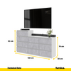 GABRIEL - Chest of 10 Drawers (6+4) - Bedroom Dresser Storage Cabinet Sideboard - White Matt / Concrete H92/70cm W160cm D33cm