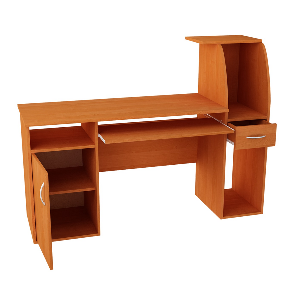 ROBIN - Computer Desk with 1 Drawer and 1 Door and Keyboard Tray - Alder H112cm W150cm D50cm