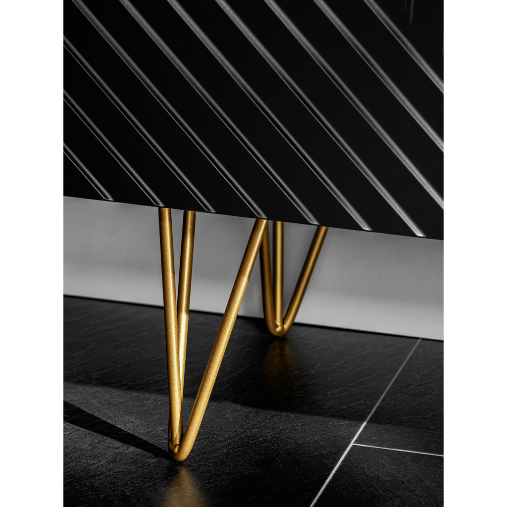 PYRAMID - Sideboard with 3D Milled MDF Fronts/Doors - Black Matt