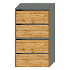 JACK - Shoe Cabinet - 4 Tier Storage - Anthracite / Wotan Oak H100cm W60cm D36cm