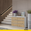 GABRIEL - Chest of 6 Drawers - Bedroom Dresser Storage Cabinet Sideboard - White / Wotan Oak H71cm W100cm D33cm