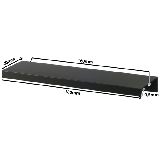 Edge Grip Round Profile Handle 160mm (180mm total length) - Black Matt