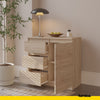 MIKEL - Chest of 3 Drawers and 1 Door - Bedroom Dresser Storage Cabinet Sideboard - Sonoma Oak H75cm W80cm D35cm