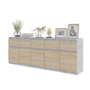 NOAH - Chest of 5 Drawers and 5 Doors - Bedroom Dresser Storage Cabinet Sideboard - Concrete / Sonoma Oak  H75cm W200cm D35cm