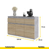 NOAH - Chest of 3 Drawers and 3 Doors - Bedroom Dresser Storage Cabinet Sideboard - Concrete / Sonoma Oak H75cm W120cm D35cm