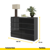 GABRIEL - Chest of 8 Drawers - Bedroom Dresser Storage Cabinet Sideboard - Anthracite / Black Gloss H92cm W120cm D33cm
