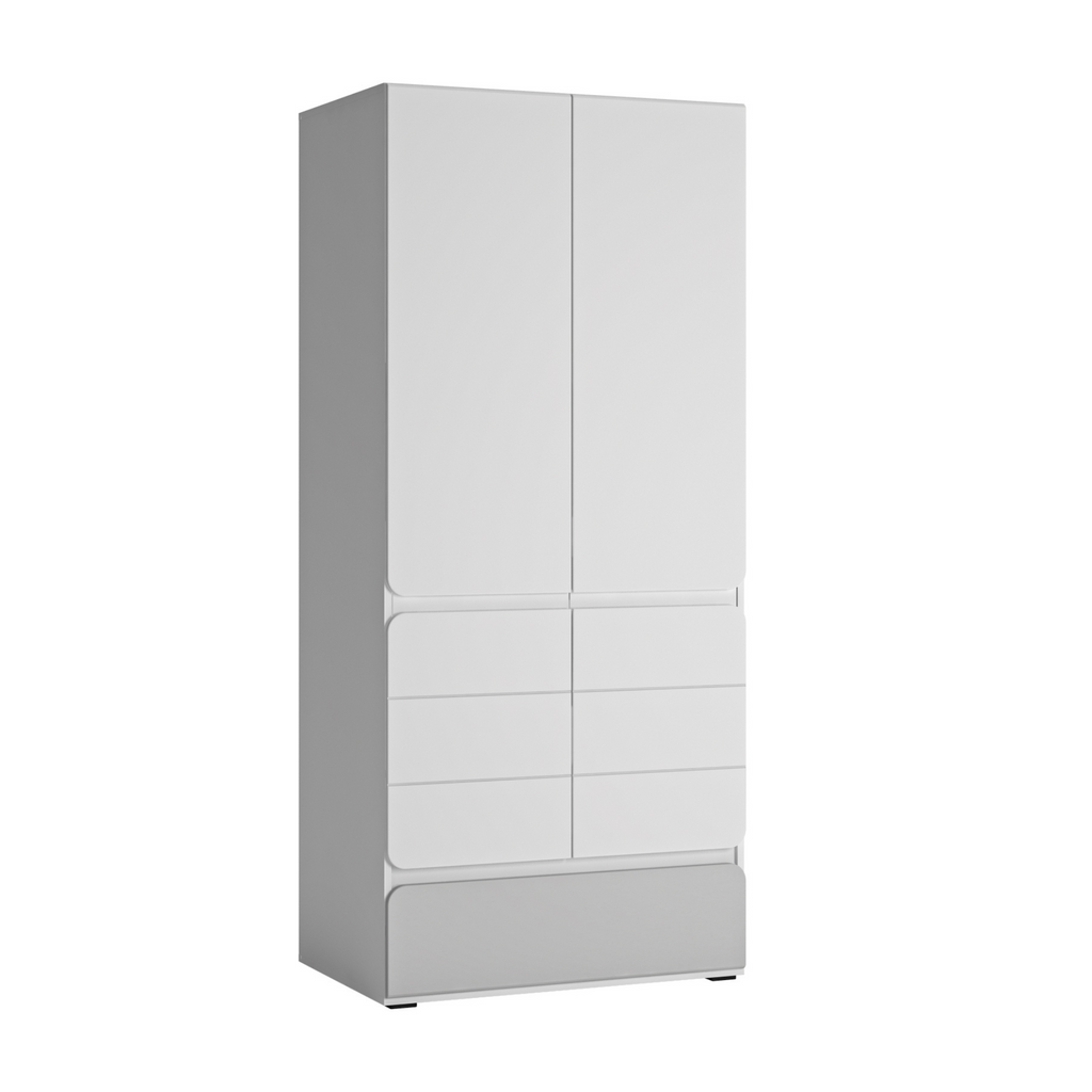 ALBI - Youth Bedroom Furniture Set - White Matt / Cool Grey Gloss