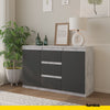 MIKEL - Chest of 3 Drawers and 2 Doors - Bedroom Dresser Storage Cabinet Sideboard - Concrete / Anthracite H75cm W120cm D35cm