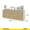 NOAH - Chest of 5 Drawers and 5 Doors - Bedroom Dresser Storage Cabinet Sideboard - Concrete / Wotan Oak  H75cm W200cm D35cm