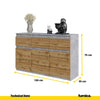 NOAH - Chest of 3 Drawers and 3 Doors - Bedroom Dresser Storage Cabinet Sideboard - Concrete / Wotan Oak H75cm W120cm D35cm