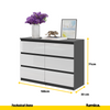 GABRIEL - Chest of 6 Drawers - Bedroom Dresser Storage Cabinet Sideboard - Anthracite / White Gloss H71cm W100cm D33cm