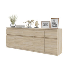 NOAH - Chest of 5 Drawers and 5 Doors - Bedroom Dresser Storage Cabinet Sideboard - Sonoma Oak  H75cm W200cm D35cm