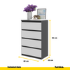 GABRIEL - Chest of 4 Drawers - Bedroom Dresser Storage Cabinet Sideboard - Anthracite / White Matt H92cm W60cm D33cm