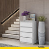 GABRIEL - Chest of 4 Drawers - Bedroom Dresser Storage Cabinet Sideboard - White Matt H92cm W60cm D33cm