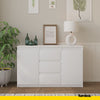 MIKEL - Chest of 3 Drawers and 2 Doors - Bedroom Dresser Storage Cabinet Sideboard - White Matt H75cm W120cm D35cm