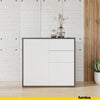 CAMILLE - Push to Open Sideboard with 2 Doors and 2 Drawers - Anthracite / White Matt H74cm W80cm D36cm