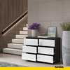 GABRIEL - Chest of 6 Drawers - Bedroom Dresser Storage Cabinet Sideboard - Anthracite / White Gloss H71cm W100cm D33cm