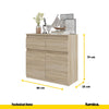 NOAH - Chest of 2 Drawers and 2 Doors - Bedroom Dresser Storage Cabinet Sideboard - Sonoma Oak H75cm W80cm D35cm