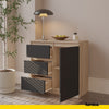 MIKEL - Chest of 3 Drawers and 1 Door - Bedroom Dresser Storage Cabinet Sideboard - Sonoma Oak / Anthracite H75cm W80cm D35cm