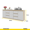 MIKEL - Chest of 6 Drawers and 3 Doors - Bedroom Dresser Storage Cabinet Sideboard - Sonoma Oak / White Matt  H75cm W200cm D35cm