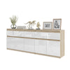 NOAH - Chest of 5 Drawers and 5 Doors - Bedroom Dresser Storage Cabinet Sideboard - Sonoma Oak / White Gloss  H75cm W200cm D35cm
