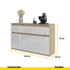 NOAH - Chest of 3 Drawers and 3 Doors - Bedroom Dresser Storage Cabinet Sideboard - Sonoma Oak / White Gloss H75cm W120cm D35cm