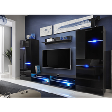 Wall Unit MODERN - Living Room Furniture Set - Black Matt / Black Gloss