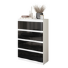 GABRIEL - Chest of 4 Drawers - Bedroom Dresser Storage Cabinet Sideboard - White Matt / Black Gloss H92cm W60cm D33cm