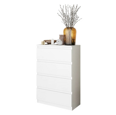 GABRIEL - Chest of 4 Drawers - Bedroom Dresser Storage Cabinet Sideboard - White Matt H92cm W60cm D33cm