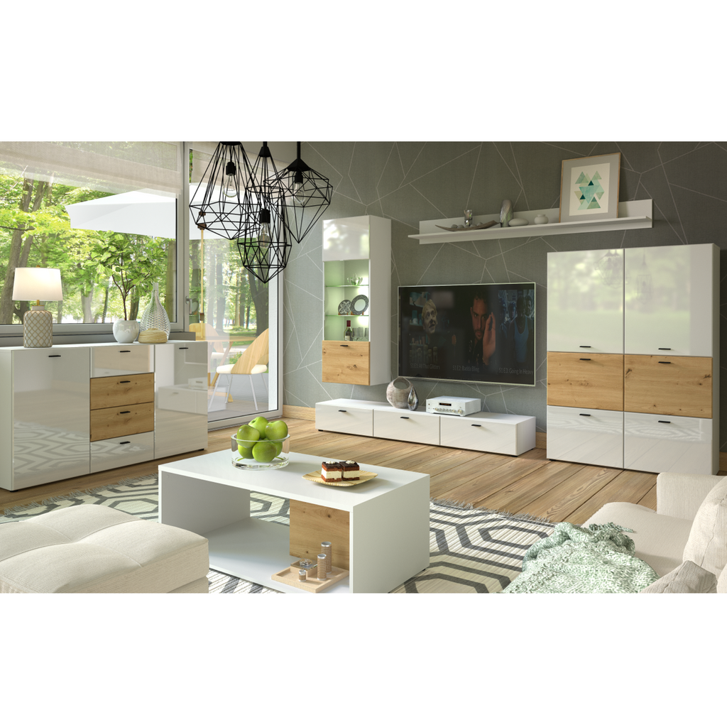 Wall Unit MILA Living Room Furniture Set Artisan Oak White