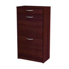 JULIA - Shoe Cabinet with 1 Drawer and 2 Tier Storage - Wenge H92cm W50cm D28cm