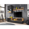 Wall Unit MINI - Living Room Furniture Set - Black Matt / Artisan Oak