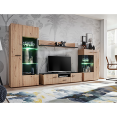 Wall Unit SOLIDO - Living Room Furniture Set - Black Matt / Artisan Oak