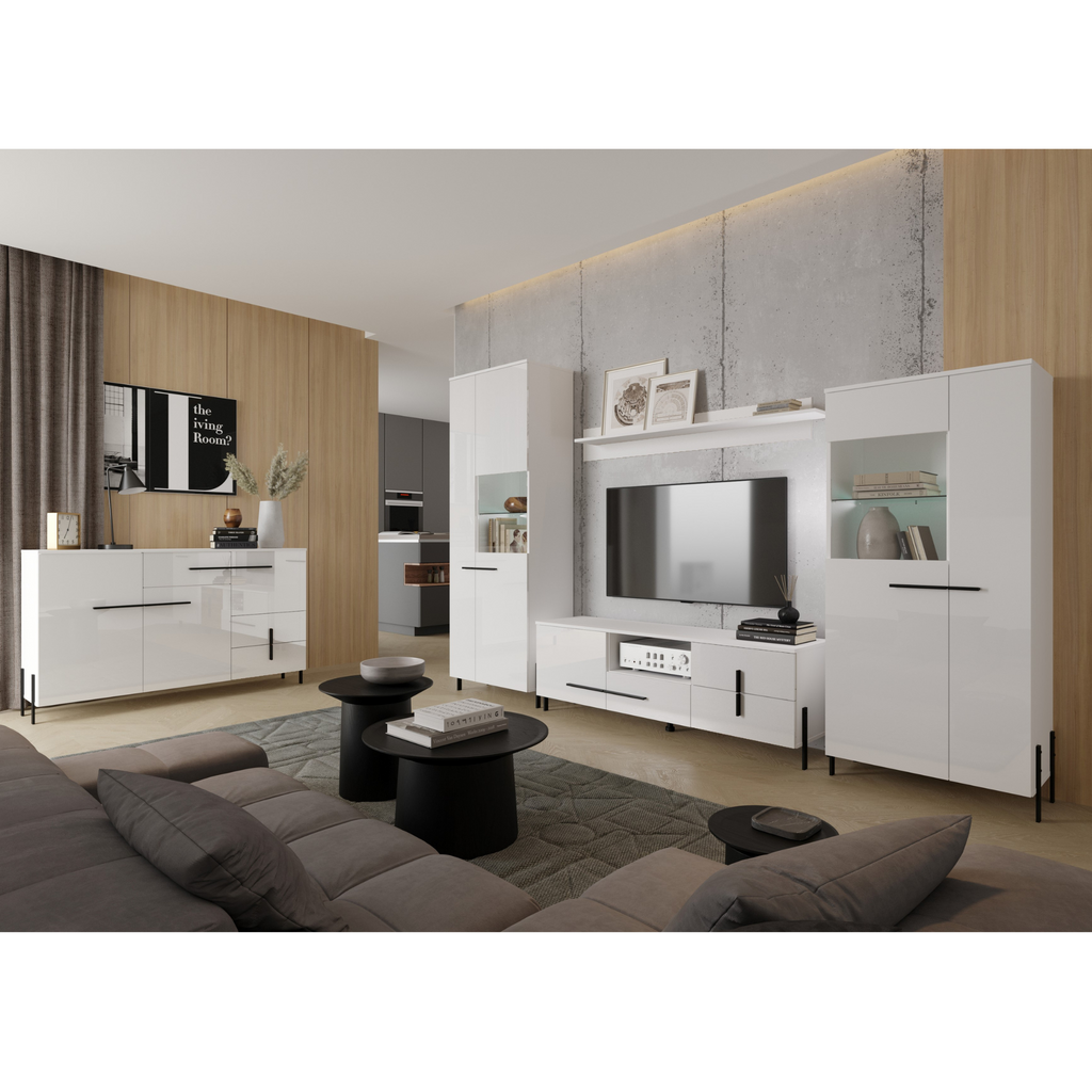 White gloss living hot sale room furniture set