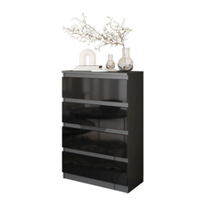 GABRIEL - Chest of 4 Drawers - Bedroom Dresser Storage Cabinet Sideboard - Anthracite / Black Gloss H92cm W60cm D33cm