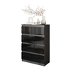 GABRIEL - Chest of 4 Drawers - Bedroom Dresser Storage Cabinet Sideboard - Anthracite / Black Gloss H92cm W60cm D33cm