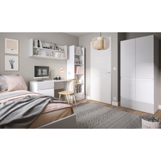 ALBI III - Youth Bedroom Furniture Set - White Matt / Cool Grey Gloss
