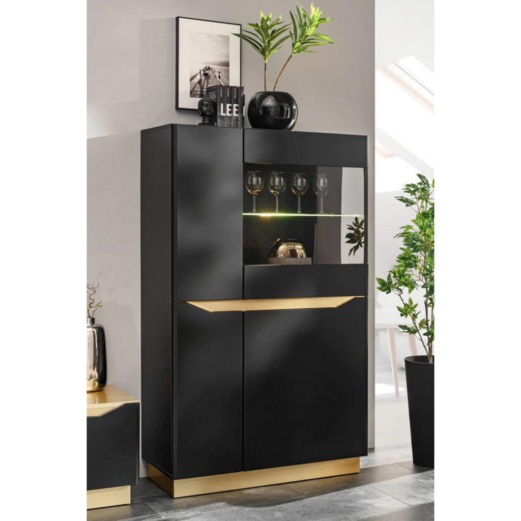 Wall Unit FAME - Living Room Furniture Set - Black / Gold