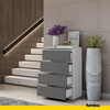 GABRIEL - Chest of 4 Drawers - Bedroom Dresser Storage Cabinet Sideboard - White Matt / Anthracite H92cm W60cm D33cm