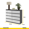 GABRIEL - Chest of 8 Drawers - Bedroom Dresser Storage Cabinet Sideboard - Anthracite / White Gloss H92cm W120cm D33cm