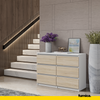 GABRIEL - Chest of 6 Drawers - Bedroom Dresser Storage Cabinet Sideboard - White Matt / Sonoma Oak H71cm W100cm D33cm