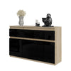 NOAH - Chest of 3 Drawers and 3 Doors - Bedroom Dresser Storage Cabinet Sideboard - Sonoma Oak / Black Gloss H75cm W120cm D35cm