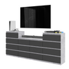 GABRIEL - Chest of 14 Drawers (4+6+4) - Bedroom Dresser Storage Cabinet Sideboard - Concrete / Anthracite H92cm W220cm D33cm