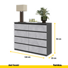 GABRIEL - Chest of 8 Drawers - Bedroom Dresser Storage Cabinet Sideboard - Anthracite / Concrete H92cm W120cm D33cm