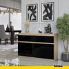 NOAH - Chest of 3 Drawers and 3 Doors - Bedroom Dresser Storage Cabinet Sideboard - Sonoma Oak / Black Gloss H75cm W120cm D35cm