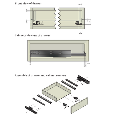 Set of Push-to-Open Concealed Undermount Slides, Full Extension